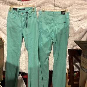Turquoise Mid-Rise Bell Bottom Jeans Retro Flare Size 9